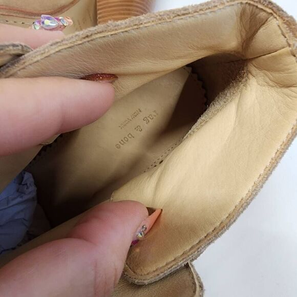 Rag & Bone Women's Harrow Suede Ankle Boot  Size US 7 Camel Block Heel - Picture 11 of 13